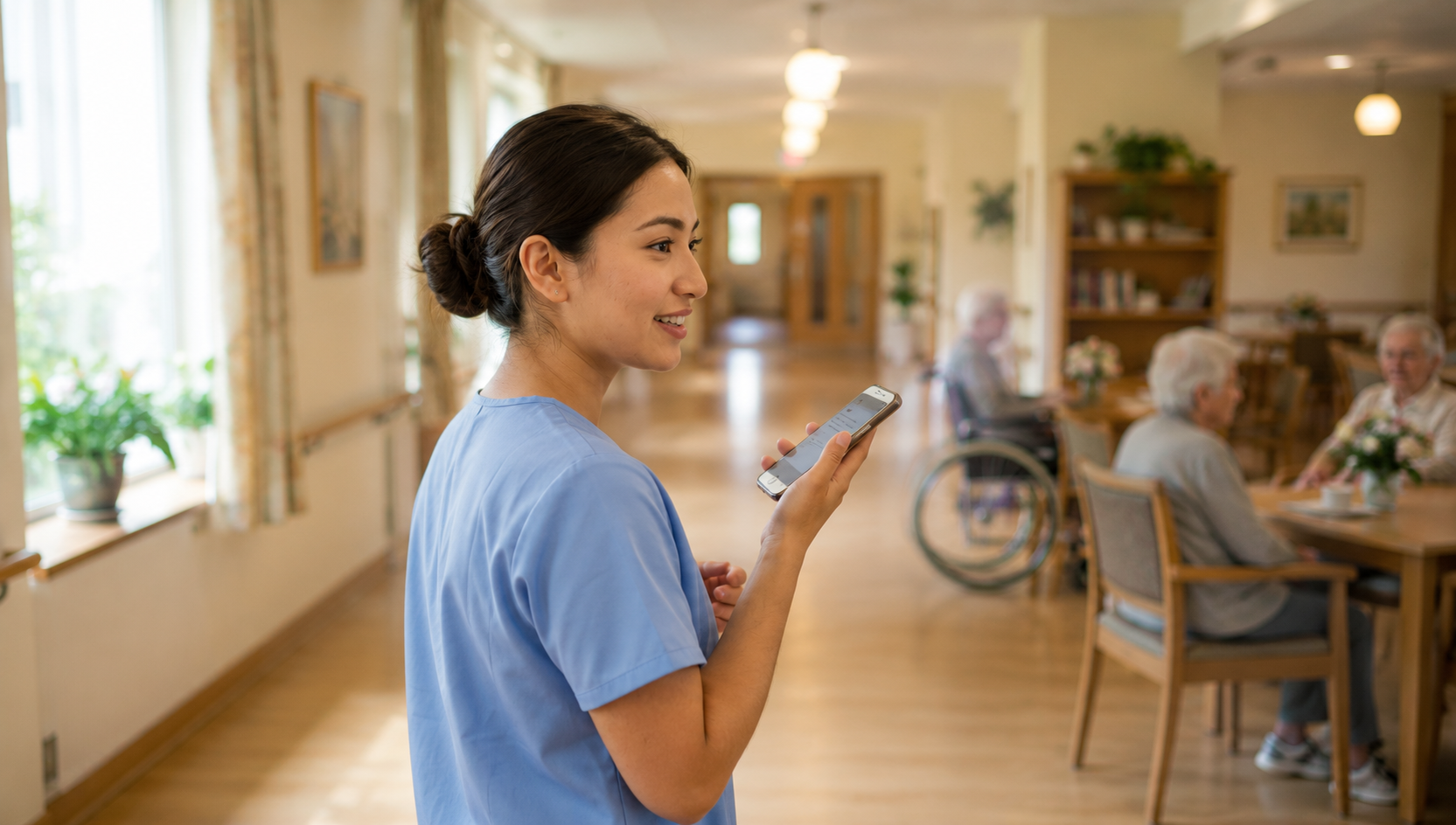 Pflegekraft nutzt inlyte auf dem Smartphone